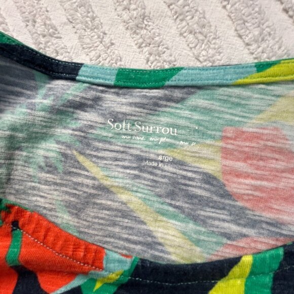 Soft Surrounding Womens Sz Large Multicolor Floral Crewneck Summer Shirt Dress - Picture 3 of 7